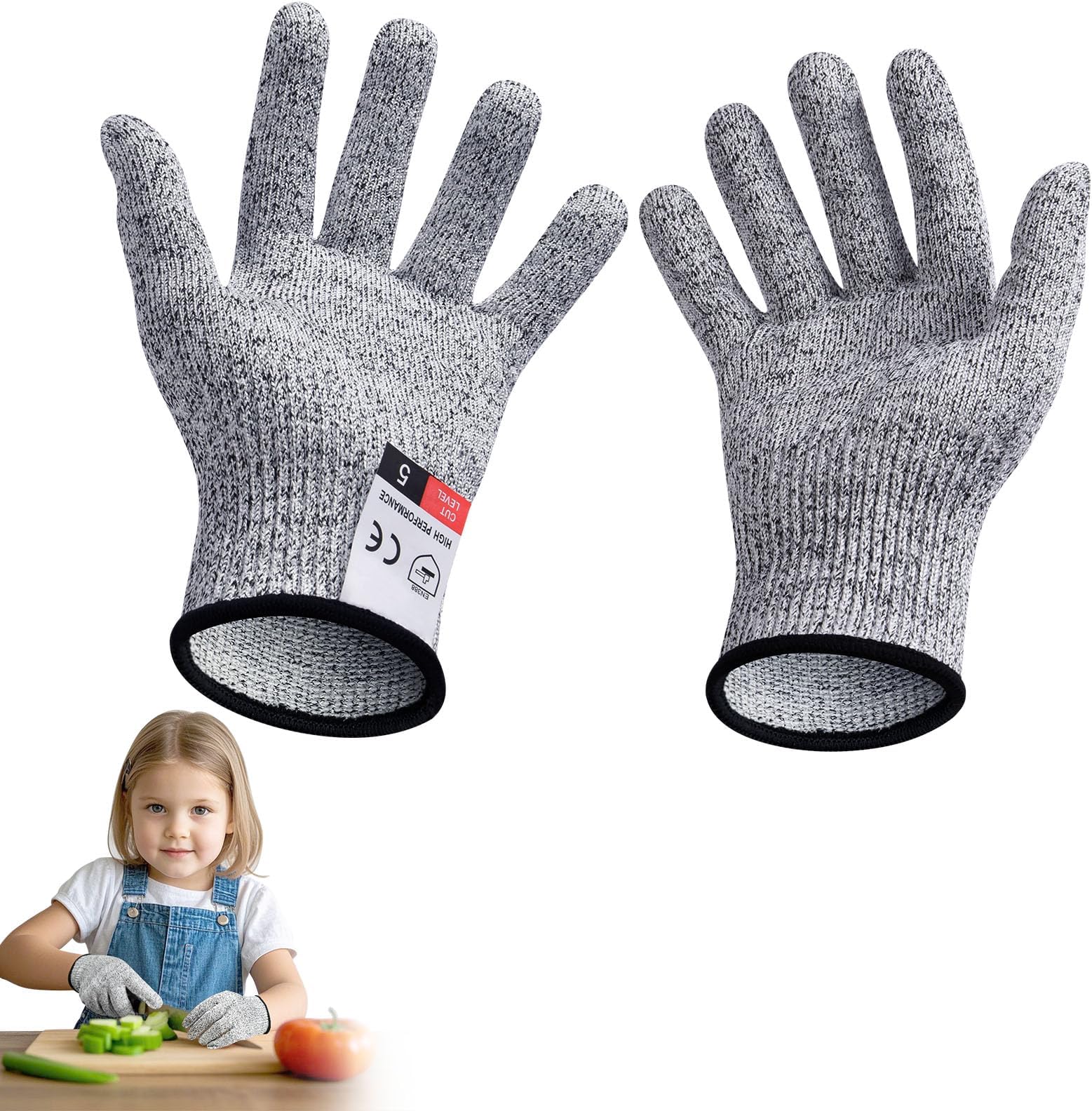 flintronic Cut Resistant Gloves, XXS for Kids - Level 5 Protection, Food Grade Work Cut Proof Gloves, EN 388 Certified