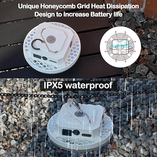 Miniatura 5 de Luz colgante recargable de 10000 mAh con imán, 30W 4000LM LED, 3 modos de iluminación de color (remoto), linterna de campamento, linterna LED