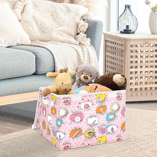 Miniatura 4 de Cute Trendy Cartoon Lips Pink Storage Boxes With Lids Collapsible Closet Organizers Bins With Lid for Toy Storage Dormroom Storage