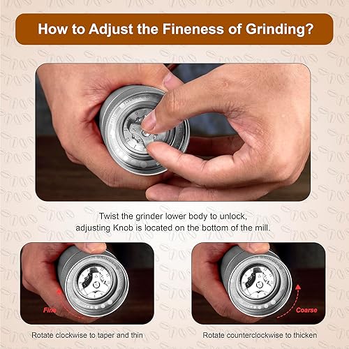 Miniatura 8 de Molinillo de café manual M6, rebaba hexagonal cónica y rodamientos dobles para moler suave, mini molinillo de café portátil para verter expreso