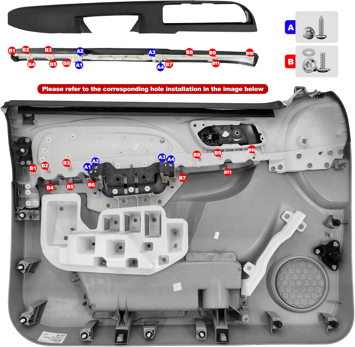 KAIRAY 80994 Front Left Driver Side Armrest, Door Panel Compatible with Chevy Silverado Avalanche Tahoe Suburban GMC Sierra Yukon 2010-2014, Door Release Handle Above Armrest 27 IN, Black GM# 84127280