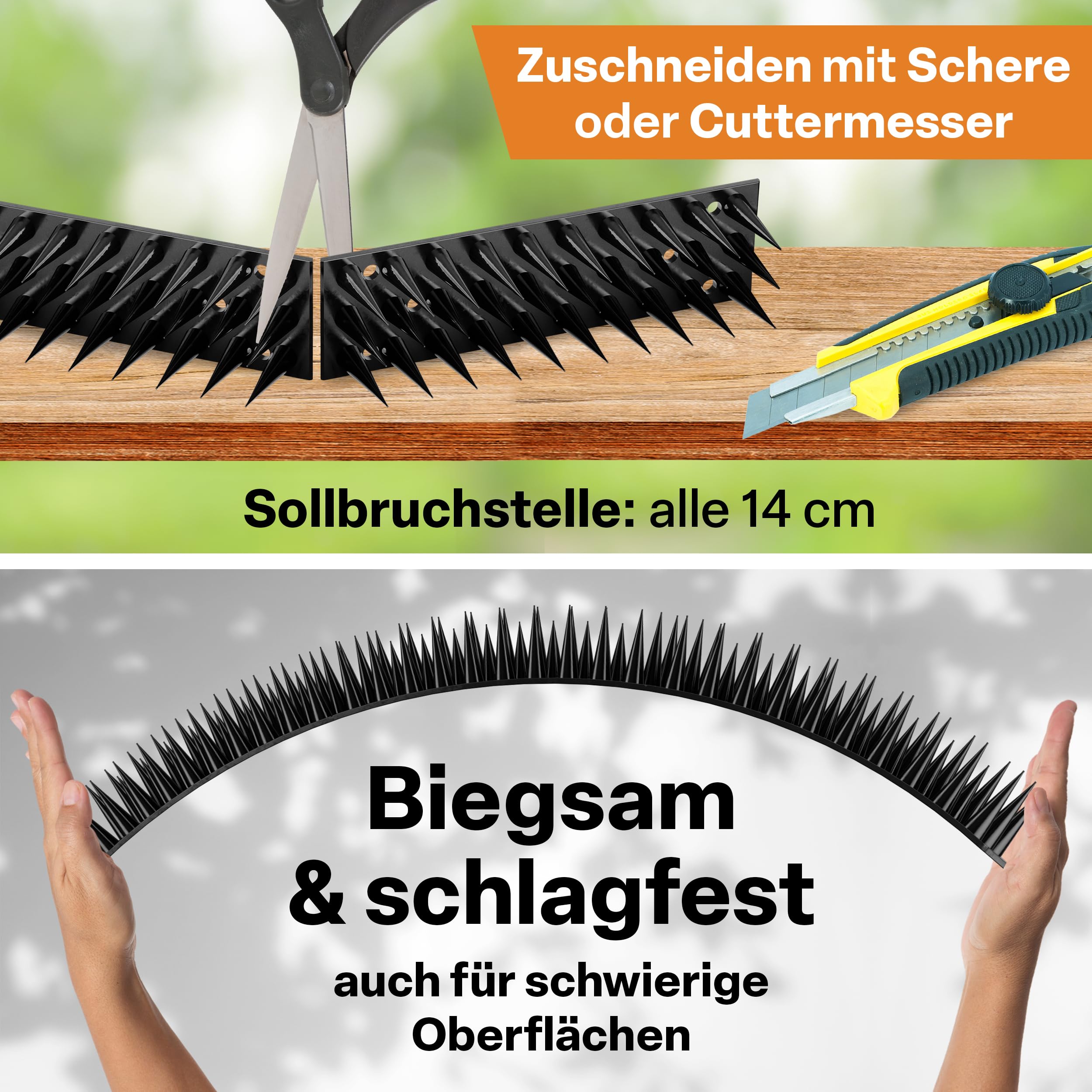 TTL GARDEN - Dissuasore piccioni per balconi e davanzali, 20 m, 48 x 42 cm, in plastica nera, 37 mm, 3 file, spaventapasseri per ringhiera, recinzione, impianto solare per finestre