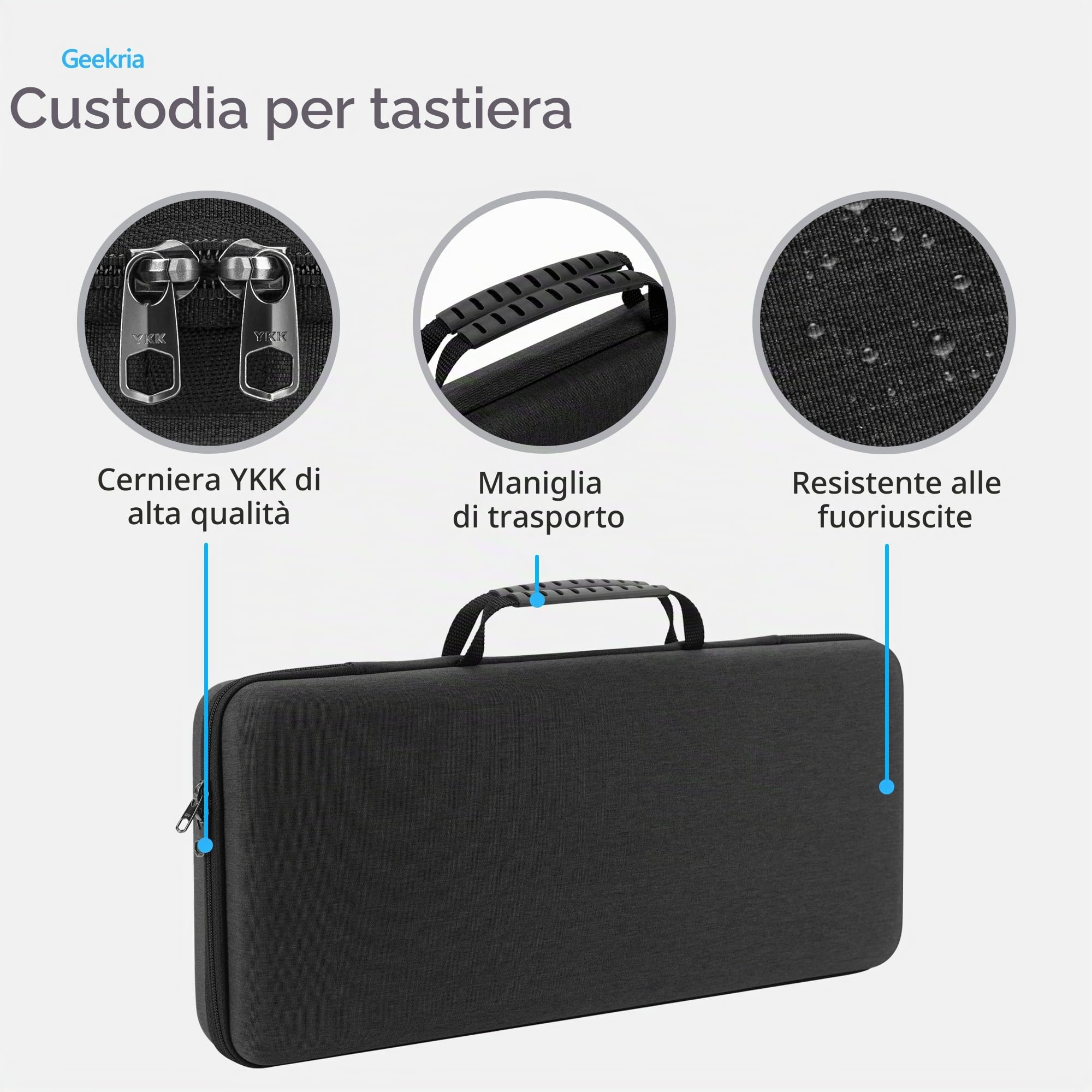 Geekria Custodia per tastiera full-size, custodia rigida da viaggio per tastiera meccanica da gioco per computer da 104 ~ 108 tasti, compatibile con Corsair K100 RGB Mechanical, K95 RGB, Razer