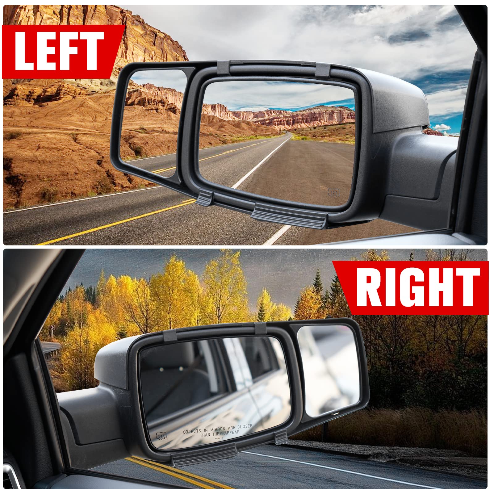HAKA TOUGH Clip On Towing Mirror Extensions and Antenna Base Cover Kit for 2009-2018 Dodge Ram 1500 2500 3500, Snap & Zap Side Rearview Mirror Extend Cover, Antenna Ornament Adapter Mount Accessories