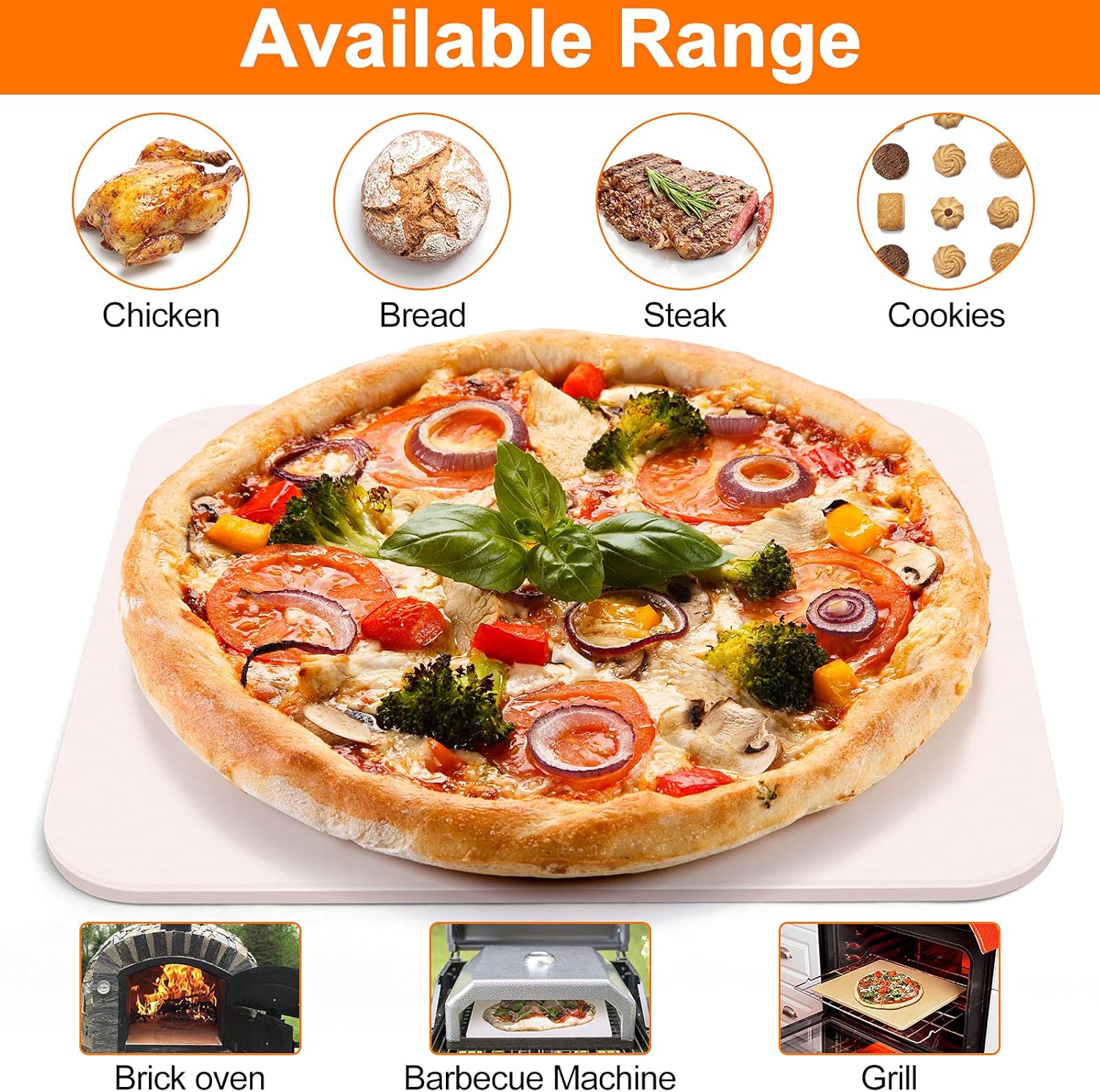 Pizza Stone for Oven and Grill, 15 x 12 Inch Durable and Safe Baking Stone with Wooden Pizza Peel Set Tools, Rectangular Thermal Shock Resistant Cordierite Cooking Stone for Pies/Pastry/Bread/Pizza : Patio, Lawn & Garden