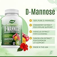 Vista 2 de Cápsulas de D-manosa 100% pura de 1000 mg con extracto de arándano, hibisco y diente de león, fórmula profesional de prevención de infecciones
