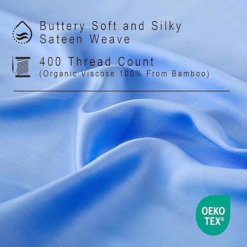 Miniatura 3 de MEISHANG Juego de sábanas de viscosa de bambú, tamaño California King, 100% viscosa orgánica pura, juego de sábanas de bambú refrescante de 400