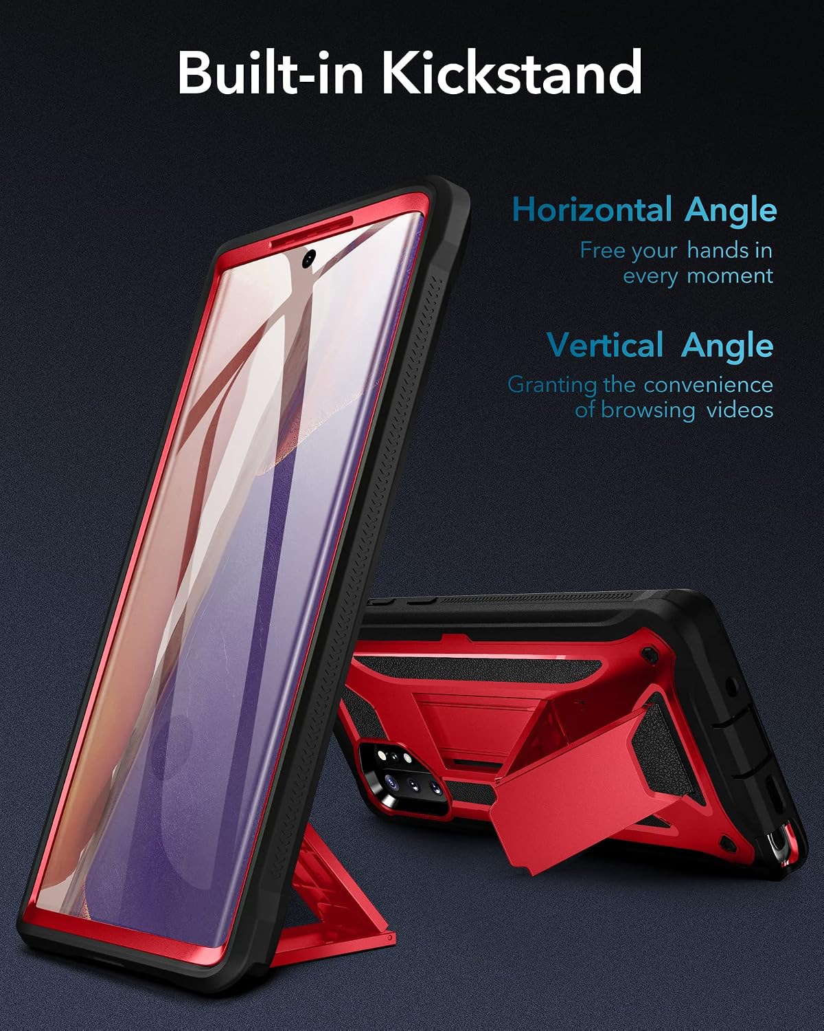 YOUMAKER Kickstand Designed for Samsung Galaxy Note 10 Plus Case with Built-in Screen Protector Full Body Protective Heavy Duty Shockproof Cover for Galaxy Note 10 Plus 5G 6.8 Inch - Red