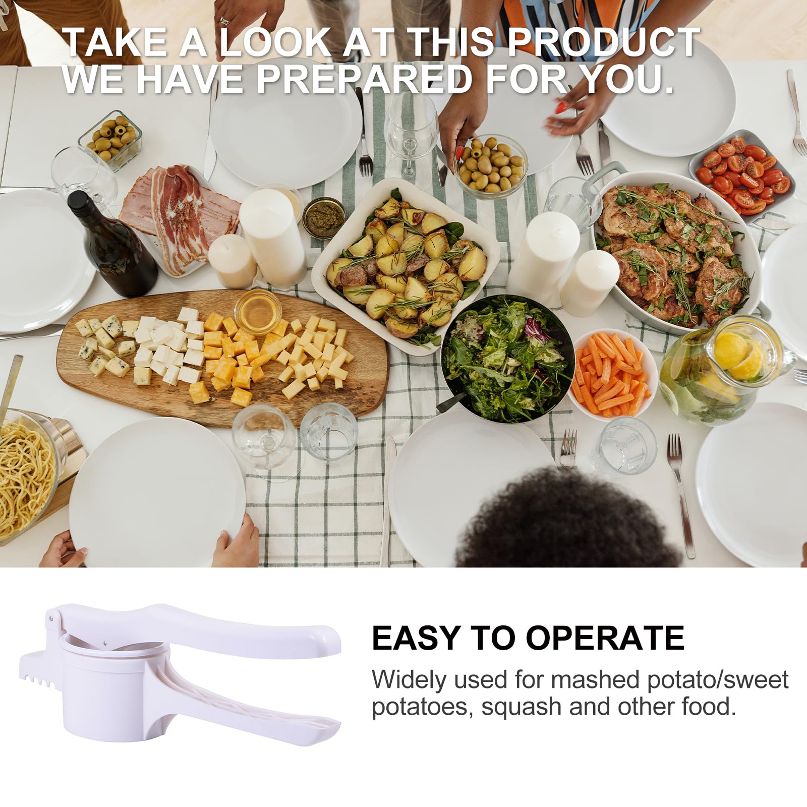 Hemoton Patata Ricer Plástico Papas Masher Frutas Verduras Prensador Manual Exprimidor de Limón Cítricos para Prensar Papas Frutas Verduras y Alimentos para Bebés