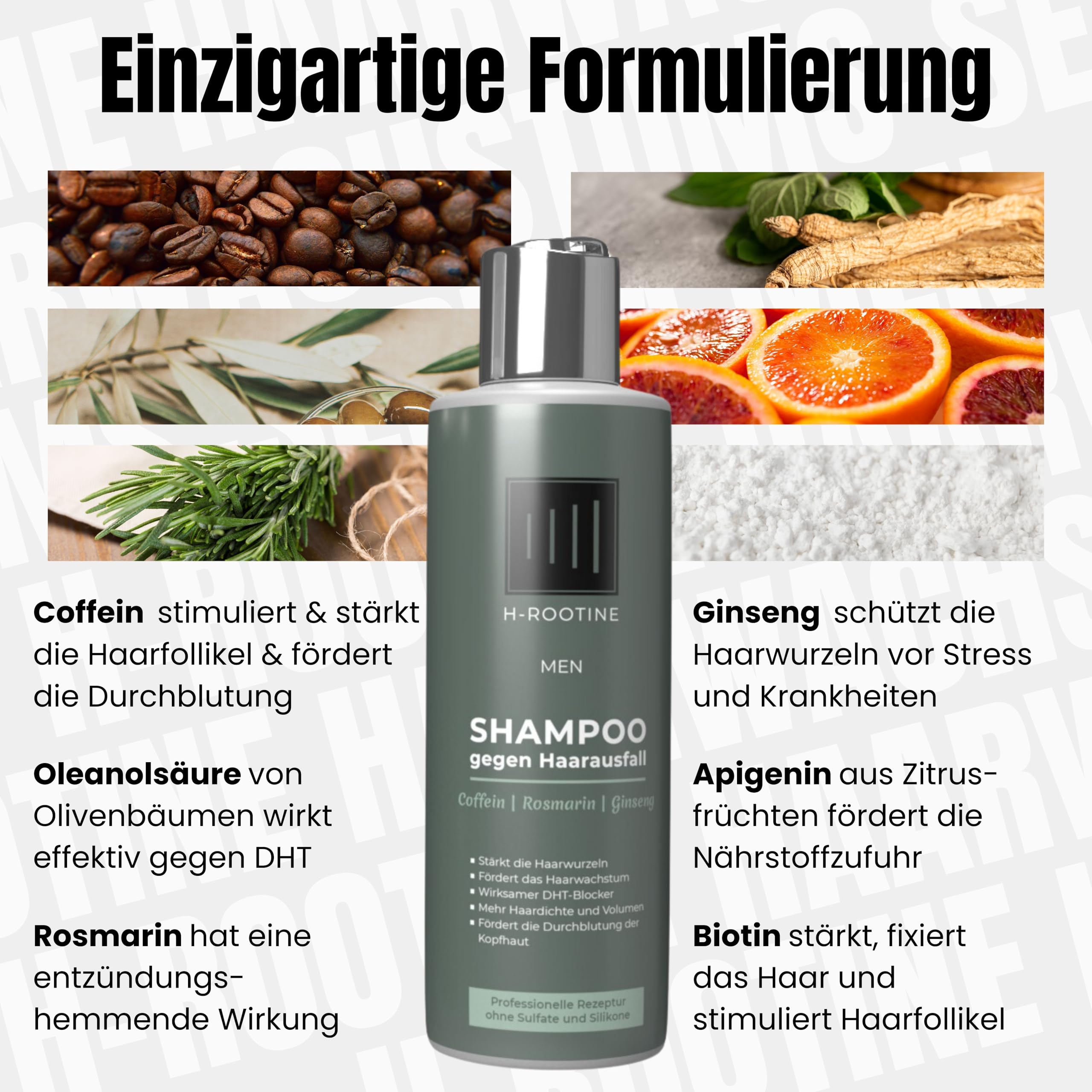 Coffein-Shampoo gegen Haarausfall* für Männer (200ml) • Anti-Haarausfall* Shampoo mit Coffein, Rosmarin & Ginseng • Fördert Haarwachstum & pflegt die Kopfhaut