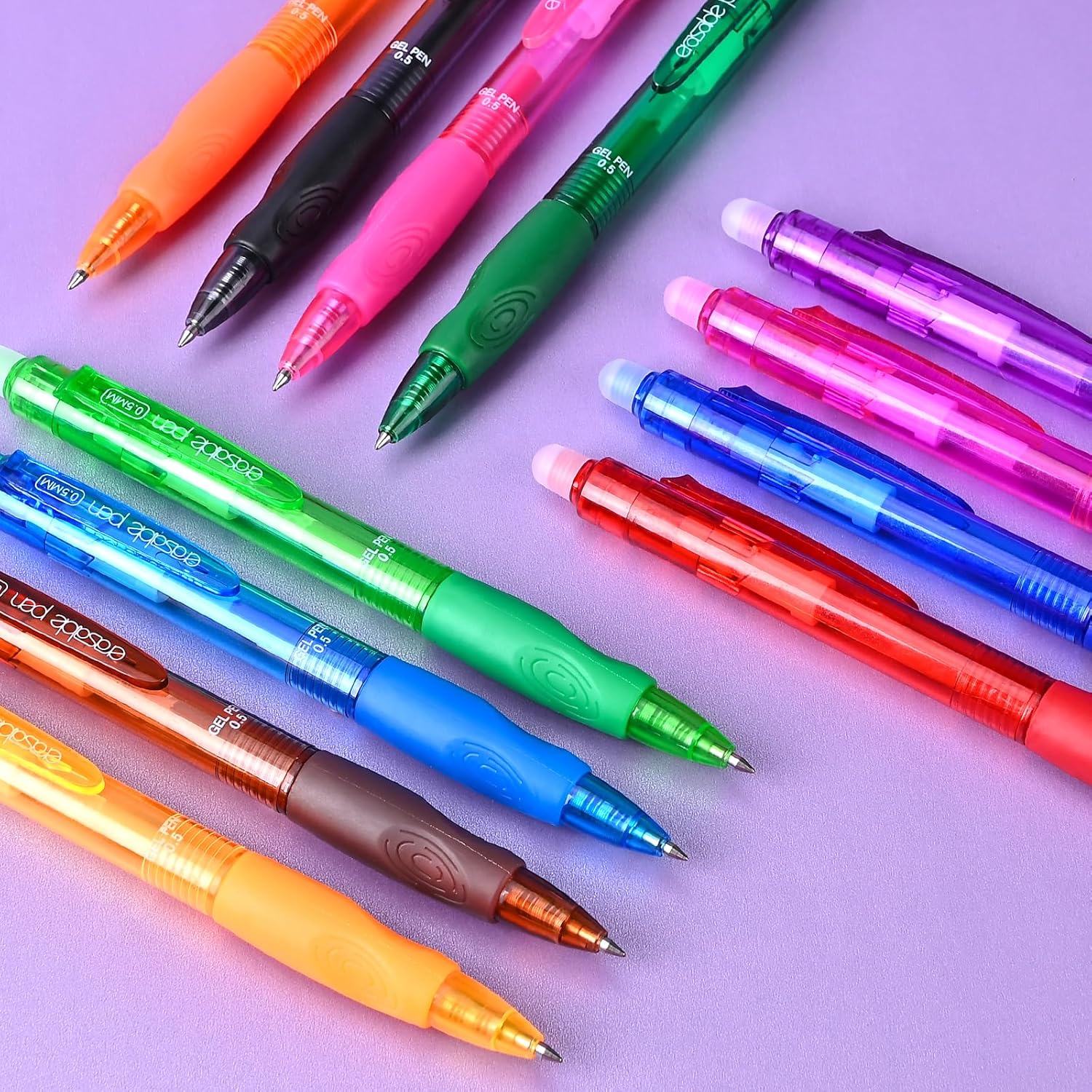 BAYTORY 12Pcs Colored Erasable Gel Pens, Fine Point 0.5 mm, Assorted Colors Ink Rub Out Pen, Writhing Comfortable to Use for Taking Marking Planner Crossword Puzzles (Multicolor) - Image 7