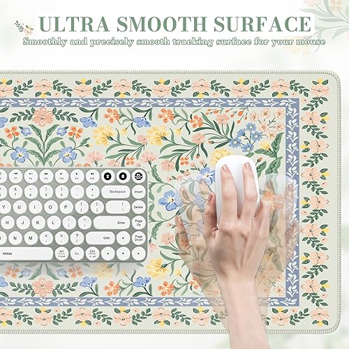 Miniatura 3 de iCasso Tapete de escritorio para escritorio, tapete de computadora floral verde para teclado y mouse, alfombrilla de mouse grande XXL, alfombrilla