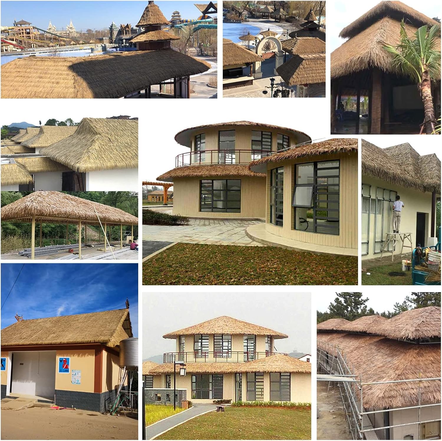 Mexican Artificial Straw Roll Gazebo Thatch Roofing Plastic, Tiki Bar Cabana Duck Hunt Pergola Top Canopy for Summer Sun Shade, 3m Long Artificial Straw Roof Runner Blind(Yellow)