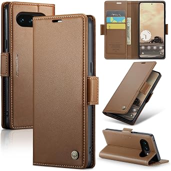 Wallet Case for Google Pixel 10a, PU Leather Magnetic Flip Case with RFID Blocking Card Holder Kickstand for Women Men, Shockproof Durable Protective Phone Cover for Pixel 10a Brown