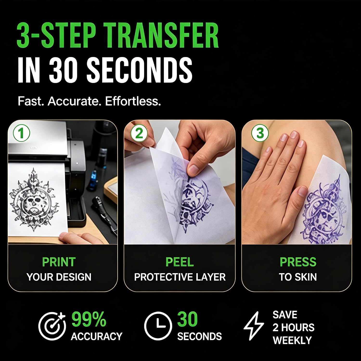 Tattoo Transfer Paper, 100 Sheets Stencil Transfer Paper for Tattooing, A4 Size Thermal Stencil Paper for Tattoo Supplies