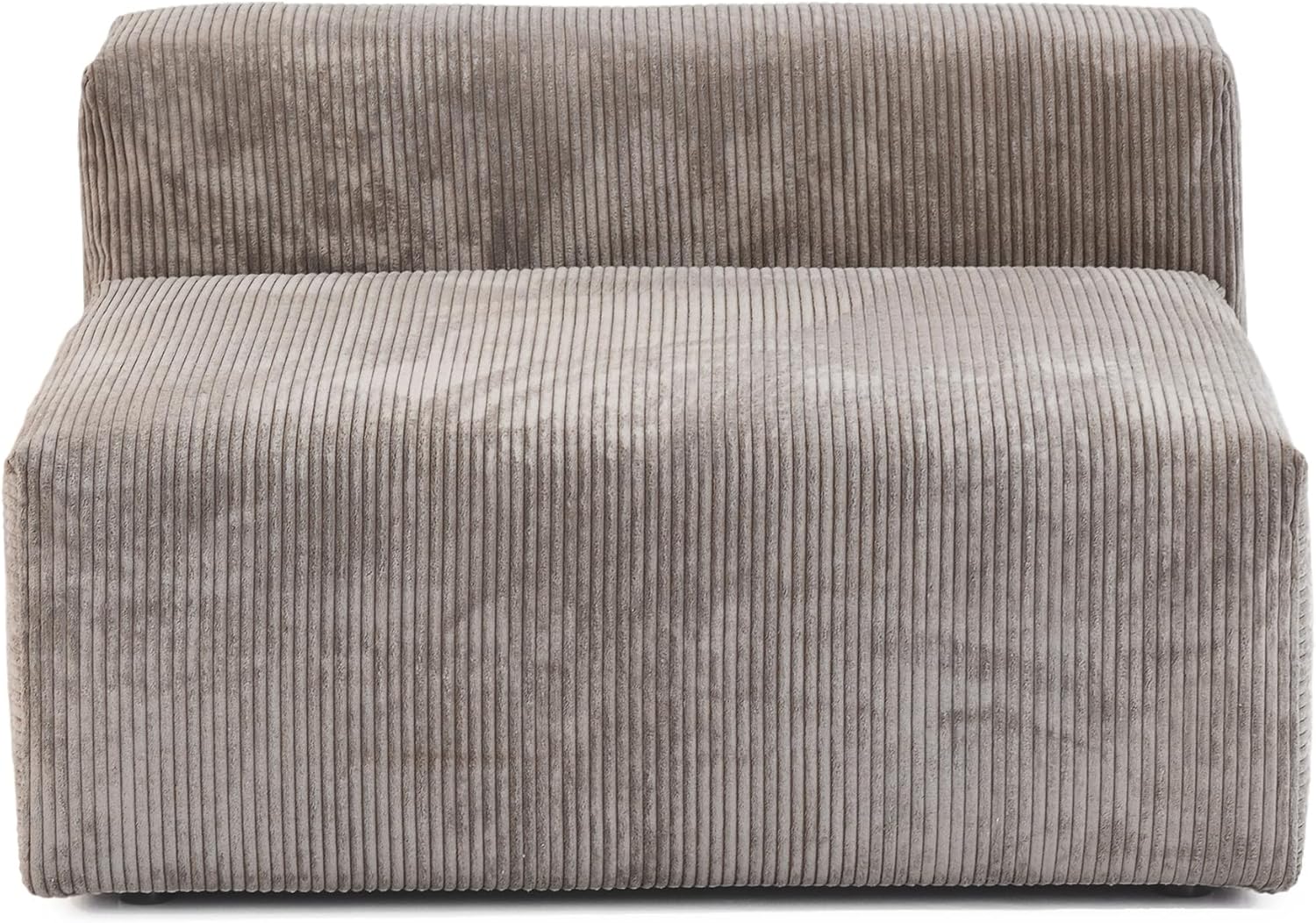 39.97" Armless Sofa Chair, Middle Seat with Pillow, Corduroy Upholstered Deep Seat Comfy Sofa Couches, Light Brown