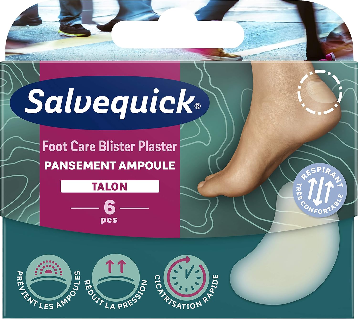 Salvequick ® Foot Care Blister Plaster Heels 6 Wound Pads for