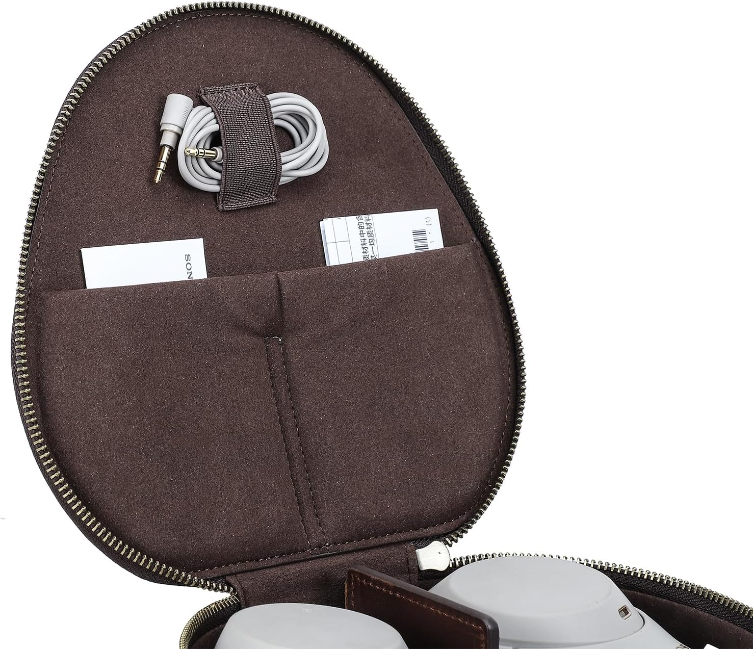 Contacts Full Grain Leather Case for Apple AirPods Max Case Hard Case for AirPods Max Cover Travel Headphone Case Carrying Organizer