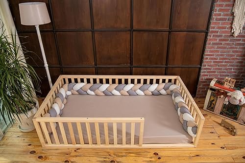 Miniatura 5 de Montessori Floor Bed Small Size 52x27,5" Height 18.90''  Pine Tree Toddler Bed Frame, Wood Bed Frame  Gift For Kids Room Decor (Small)