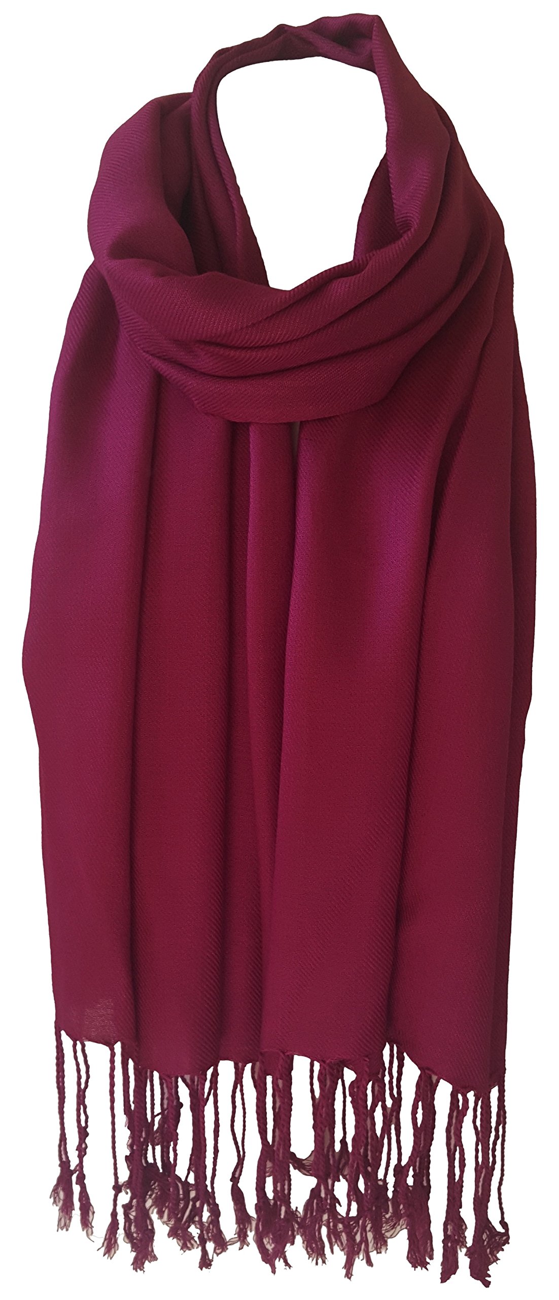 World Of Shawls Unisex Plain Pashmina Scarf Shawl Stole Wrap High Quality (Raspberry Wine)