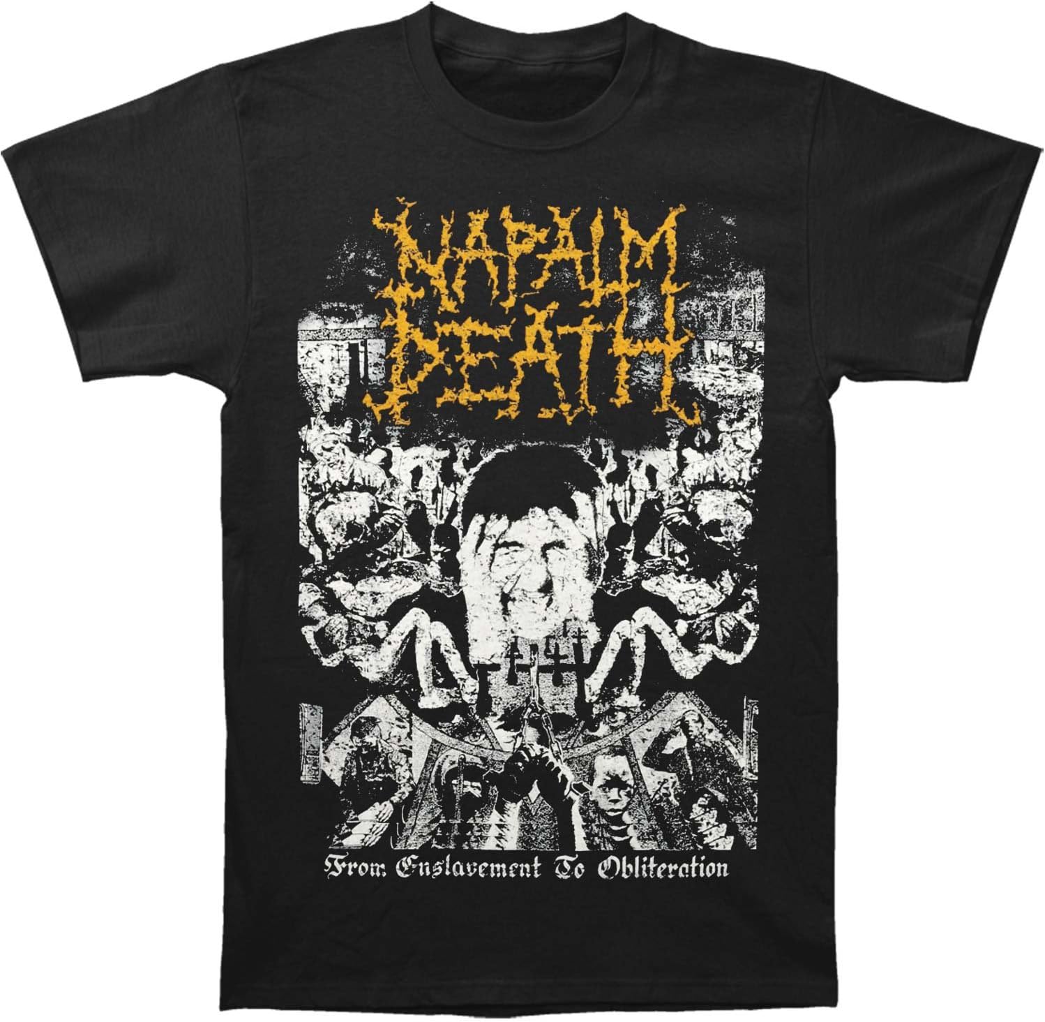 Napalm Death Men's from Enslavement to Obliteration Vintage T-Shirt Black