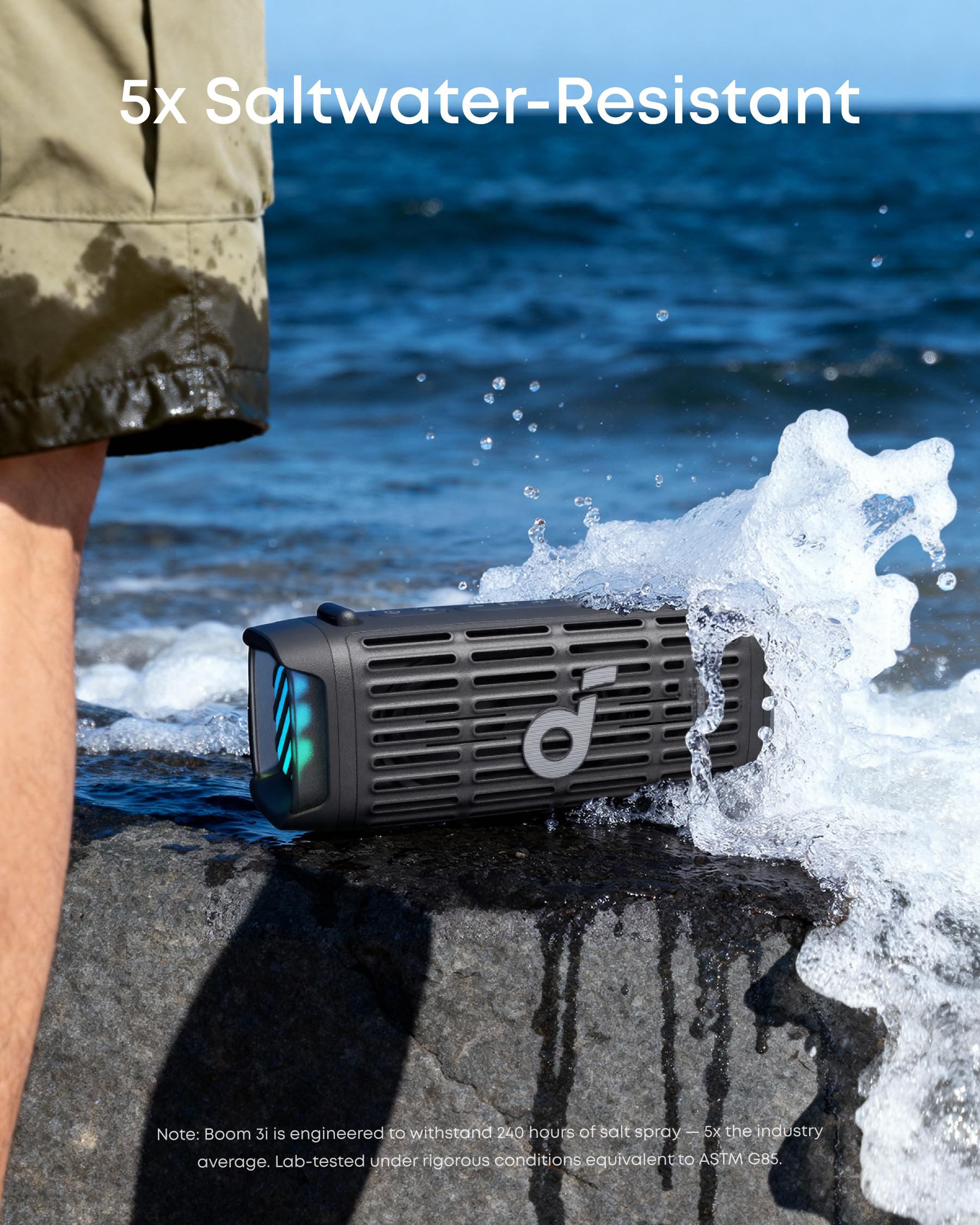 Soundcore Boom 3i de Anker, Altavoz Bluetooth de Exterior, IP68, Flotante, Resistentes al Agua Salada, BassUp 2.0, Altavoz portátil de 50 W, Bluetooth 5.3, 16 h, TWS, Kayak/Pesca/Camping