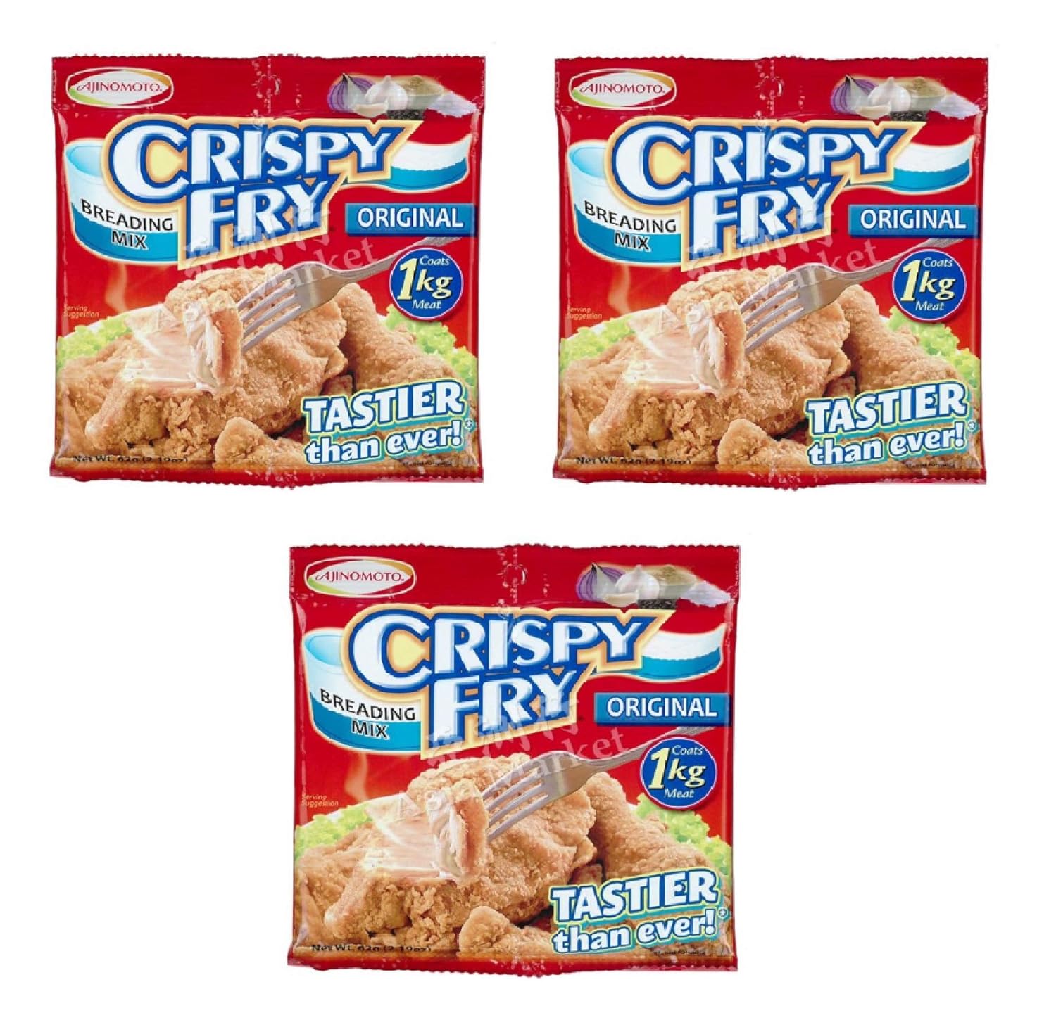 Product image of Three [3] Packs, Ajinomoto Crispy Fry Breading Mix (ORIGINAL) 62 g per pack. Coats 1 kg of Meat for Delicious Crisp Coating