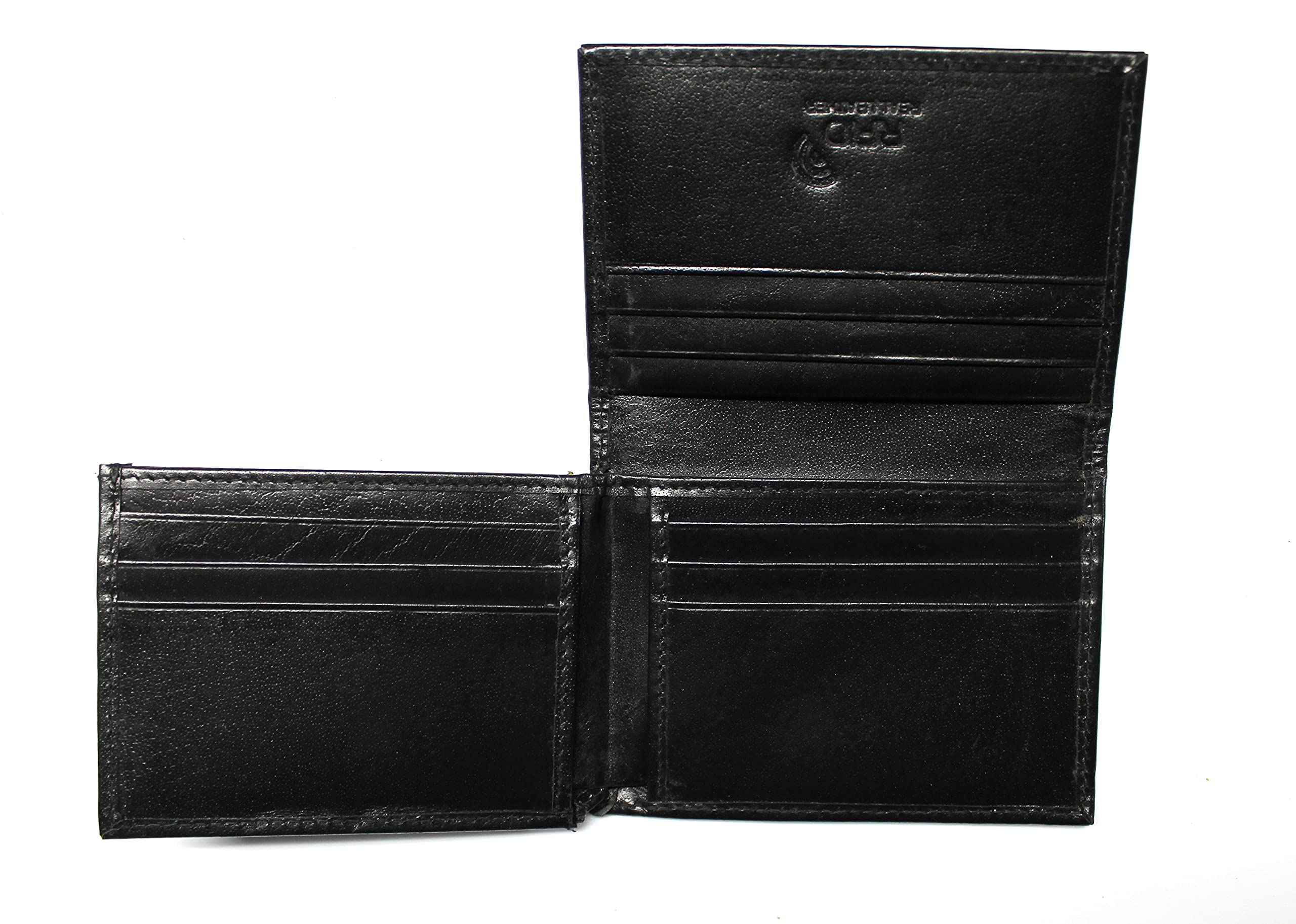 L-Fold Credit Card Trifold Black Leather Wallet - RFID Blocking