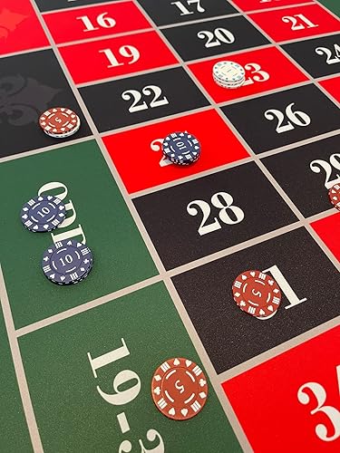 Miniatura 4 de The Gaming Mat Company Tapete de mesa de ruleta para casino y noches de juego, mesa de ruleta de lujo Vegas de 35.5 x 71 x 0.12 pulgadas,