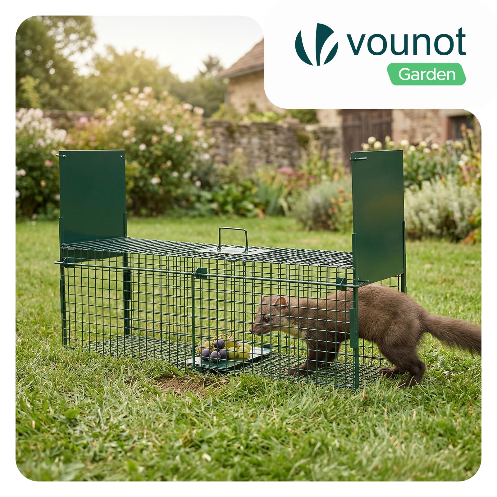 VOUNOT® Trappola per Topi Vivi 100x29x40 cm, Gabbia Trappola per Topi e Ratti Senza Crudeltà, Riutilizzabile con Maniglia Uso Interno ed Esterno per Roditori, Verde