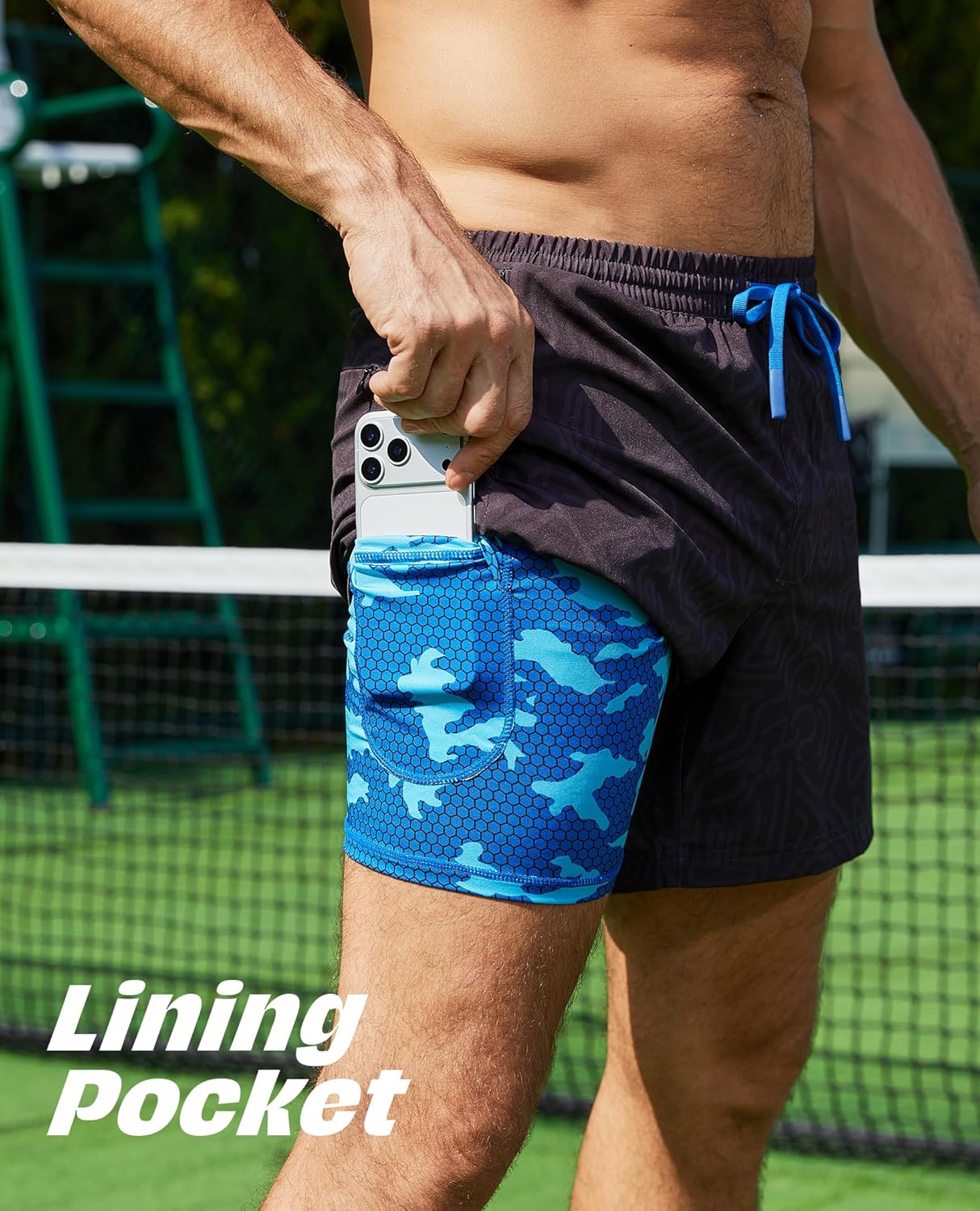 Men 2 in 1 Running Shorts with Compression Liner 5" 7" Quick Dry Workout Athletic Shorts with Pockets Towel Loop