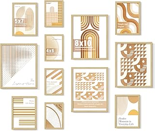 Natural Wood 12 Pack Picture Frames Collage Wall Decor Set, Multi-Size G...