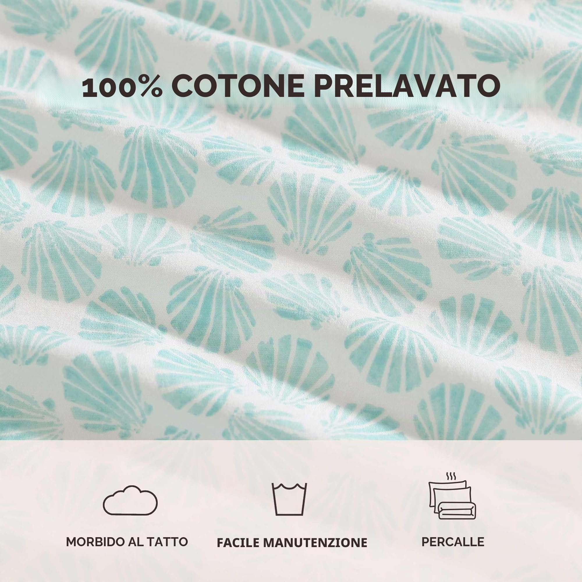 Laura Ashley Lenzuola twin, set di biancheria da letto in cotone percalle, arredamento leggero e traspirante, decorazione per la casa blu (Margate Shells Blue)