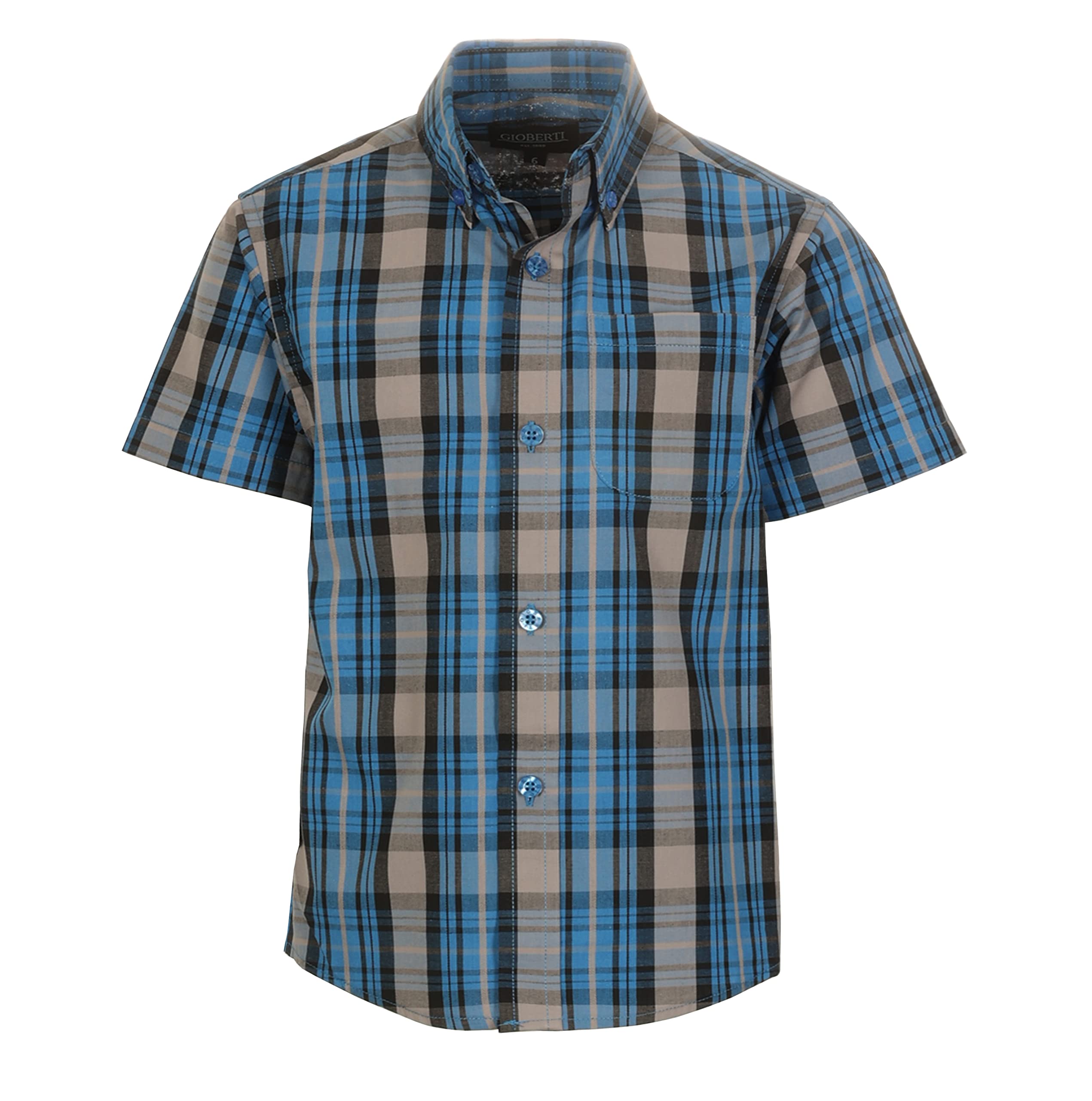 Gioberti Boys Casual Plaid, diseño botón Manga Corta Down Camisa