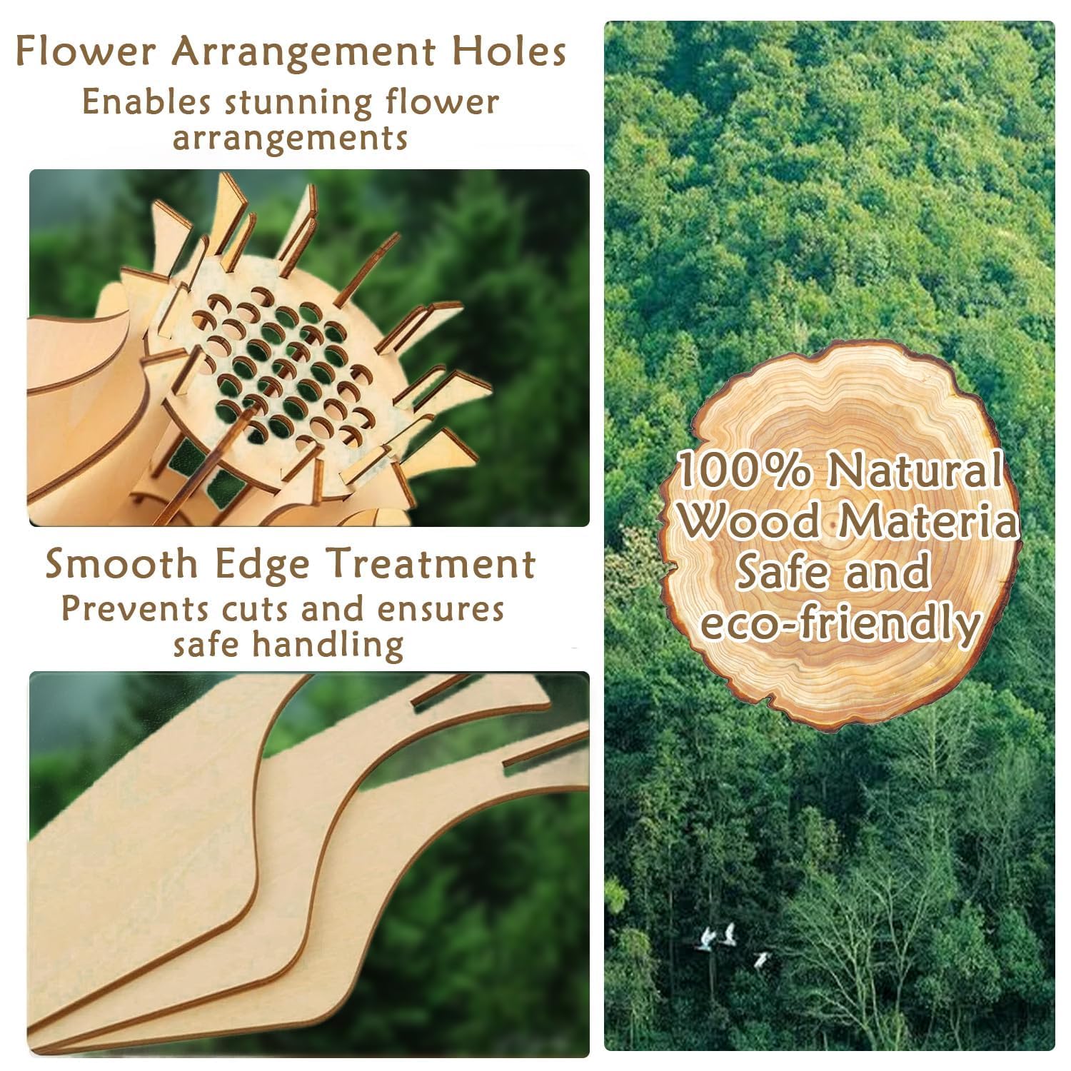 Wooden Puzzle Vase for Lego Flower Bouquet Building Set, Display Stand for Roses Sunflowers, Wildflowers, Daffodils, Lotus - Image 4