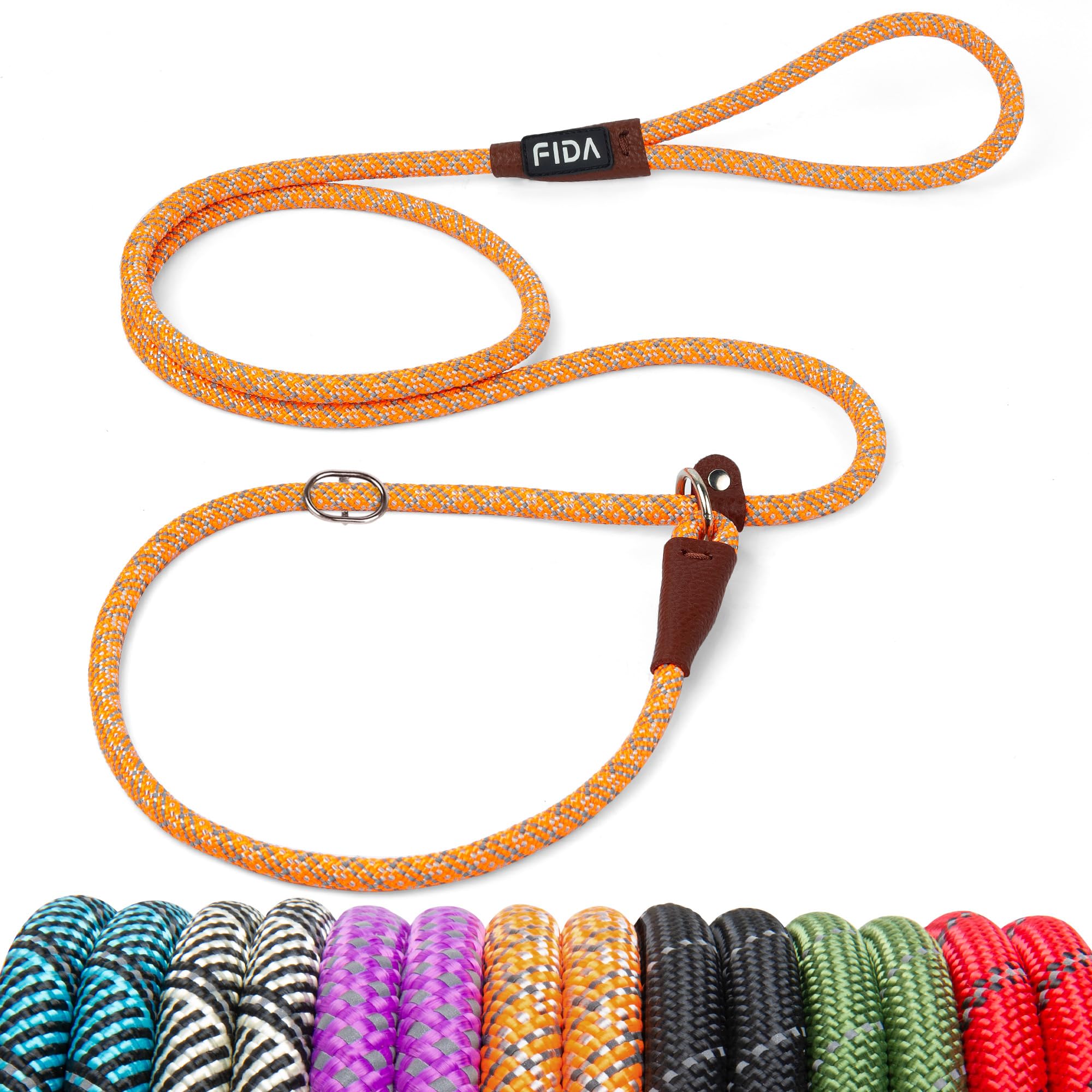 Fida Durable Slip Lead Dog Leash, 6 FT x 3/8" Dog Training Leash, Orange