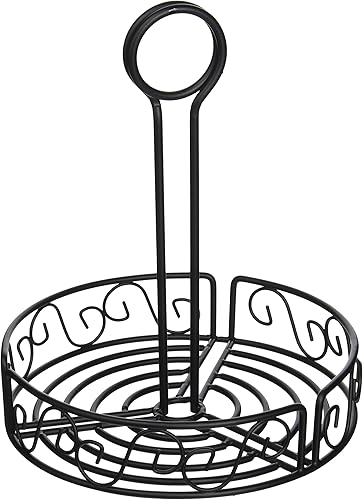 Winco WBKH-7R - Organizador redondo de alambre negro para condimentos, 7.5 pulgadas, mediano