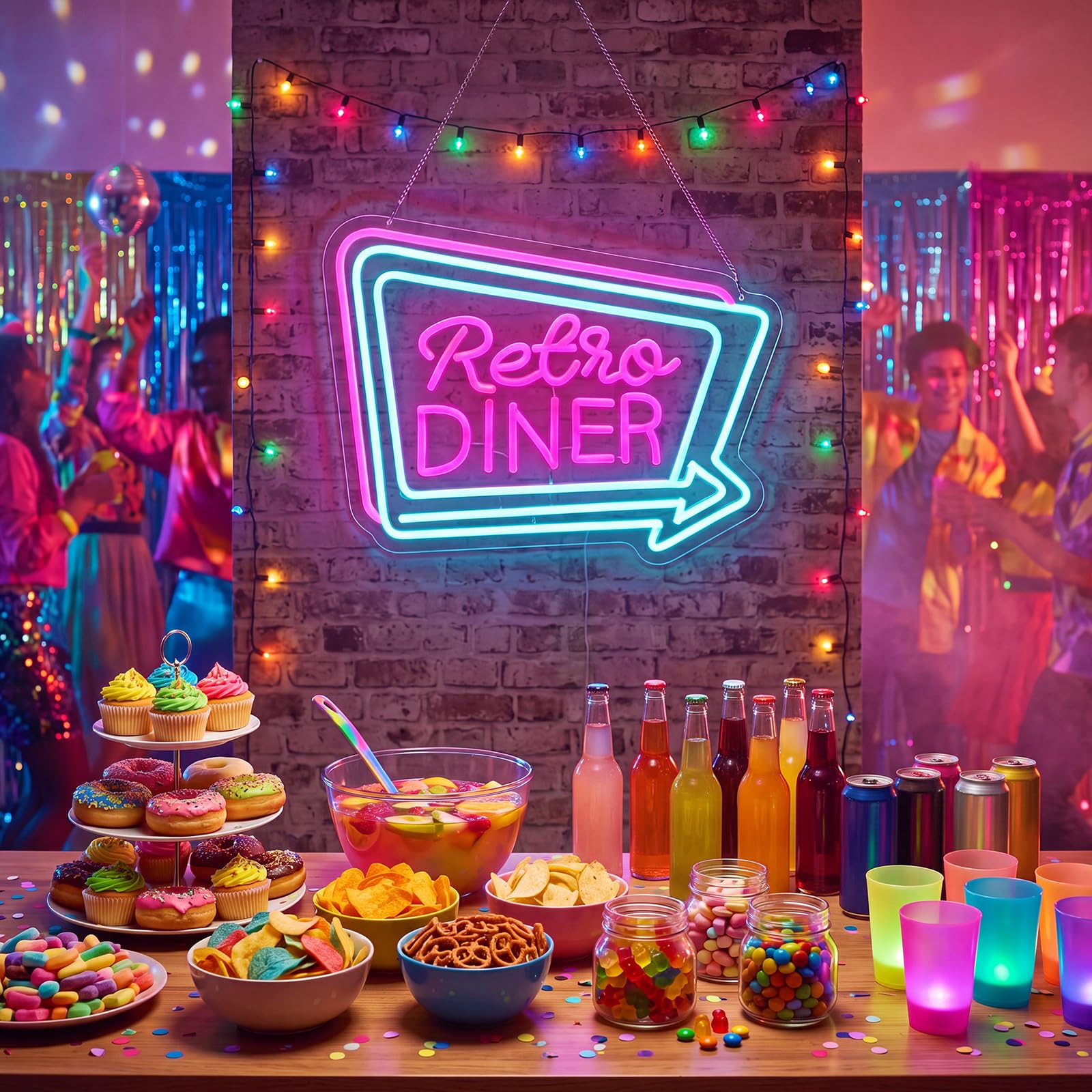 Zhengmy Retro Diner Neon Sign, USB Powered 1950s LED Wall Decor 16" x 13"
