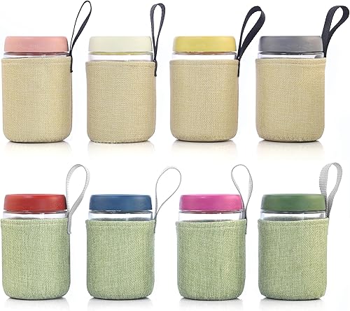 Miniatura 16 de Tarro de aderezo de ensalada de 2 onzas, paquete de 8, hermético, a prueba de fugas, pequeño tarro de salsa de vidrio con tapas, reutilizable para 2