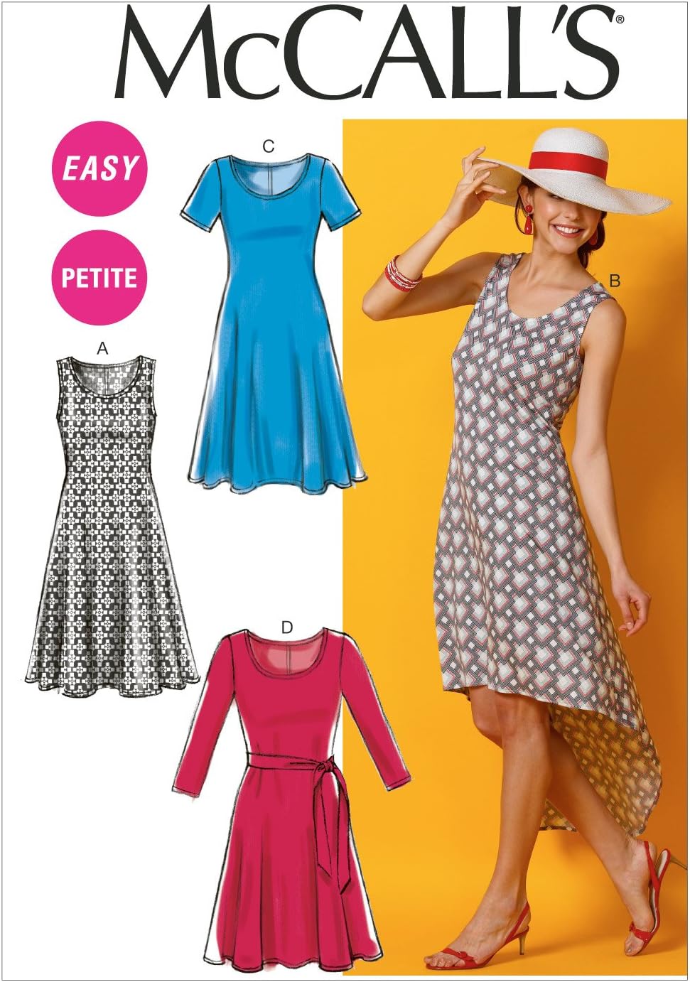 McCall Pattern Company M6957 Misses'/Miss Petite Dresses and Belt, Size E5 14-16-18-20-22