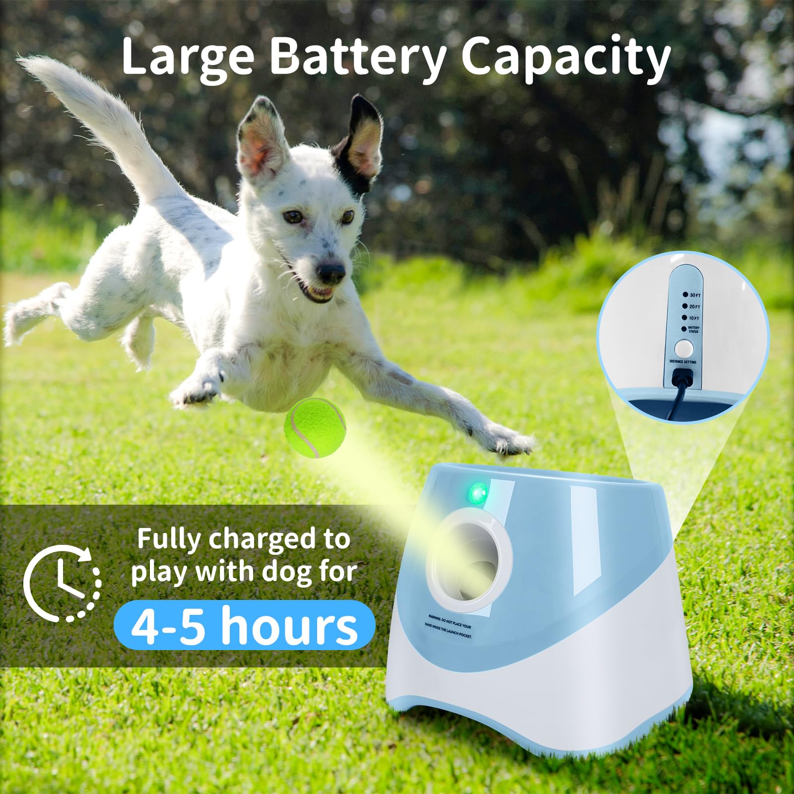 Lancia Palline per Cani, Spara Palline Automatico con 6 Palline, Giocattoli Interattivi per Cani di Piccola Taglia, Macchina Lanciapalle per Cane per Interni ed Esterni, Blu