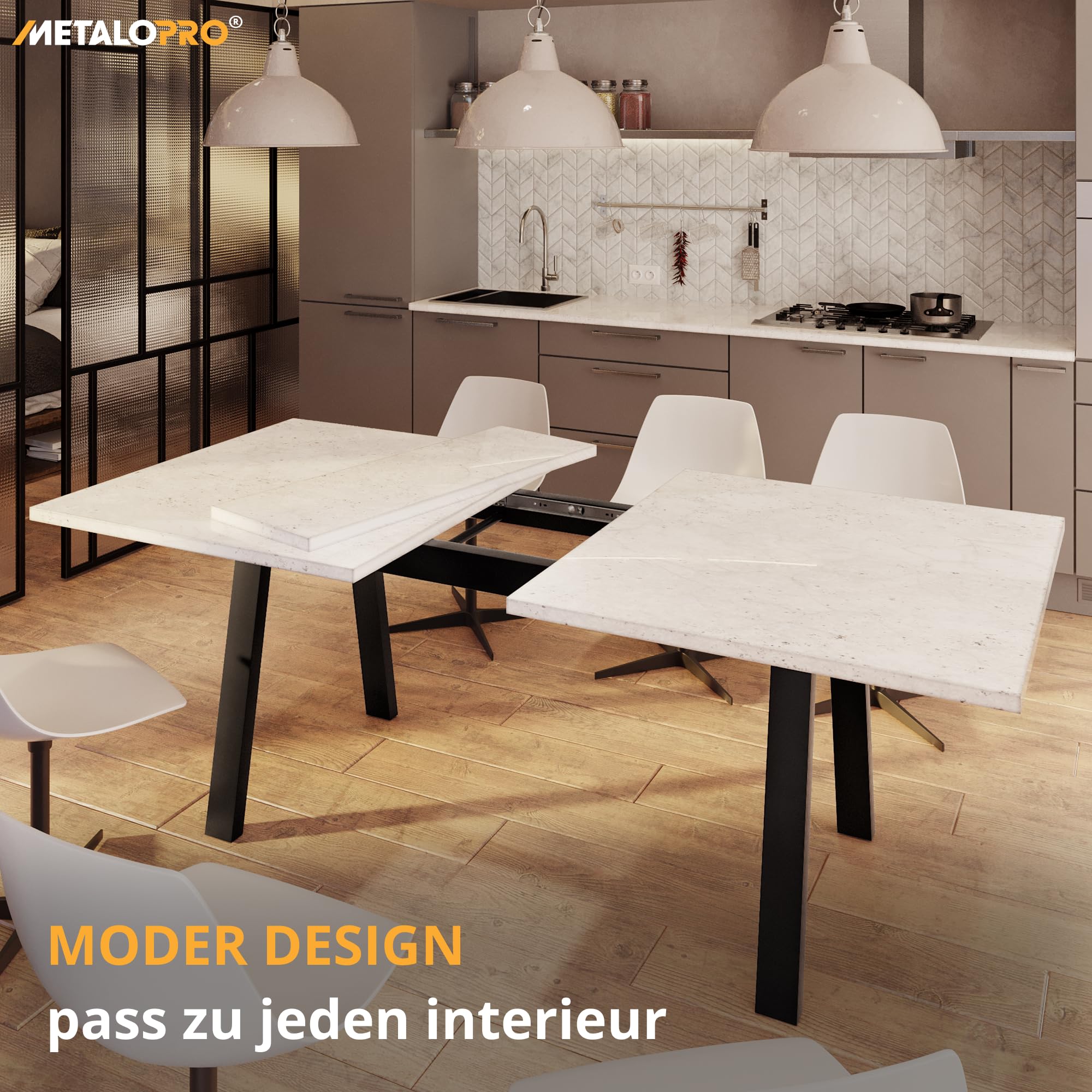Estructura de Mesa Extensible, 140 x 70 x 72 cm, Estable y Resistente, Negro, Mesa de Comedor y Cocina, Patas de Mesa, Patines, Mesa de Salón