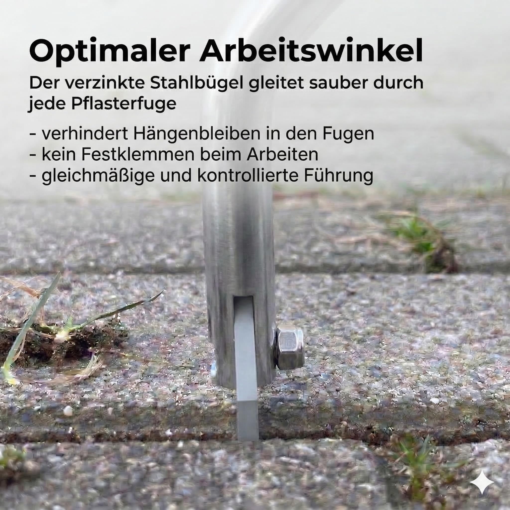 GIGANT Fugenkratzer mit Stiel Fugenreiniger Unkrautkratzer Schneide aus Vollhartmetall verschleißfest wendbar Handgriff inkl. Teleskopstiel und Ersatzschneide