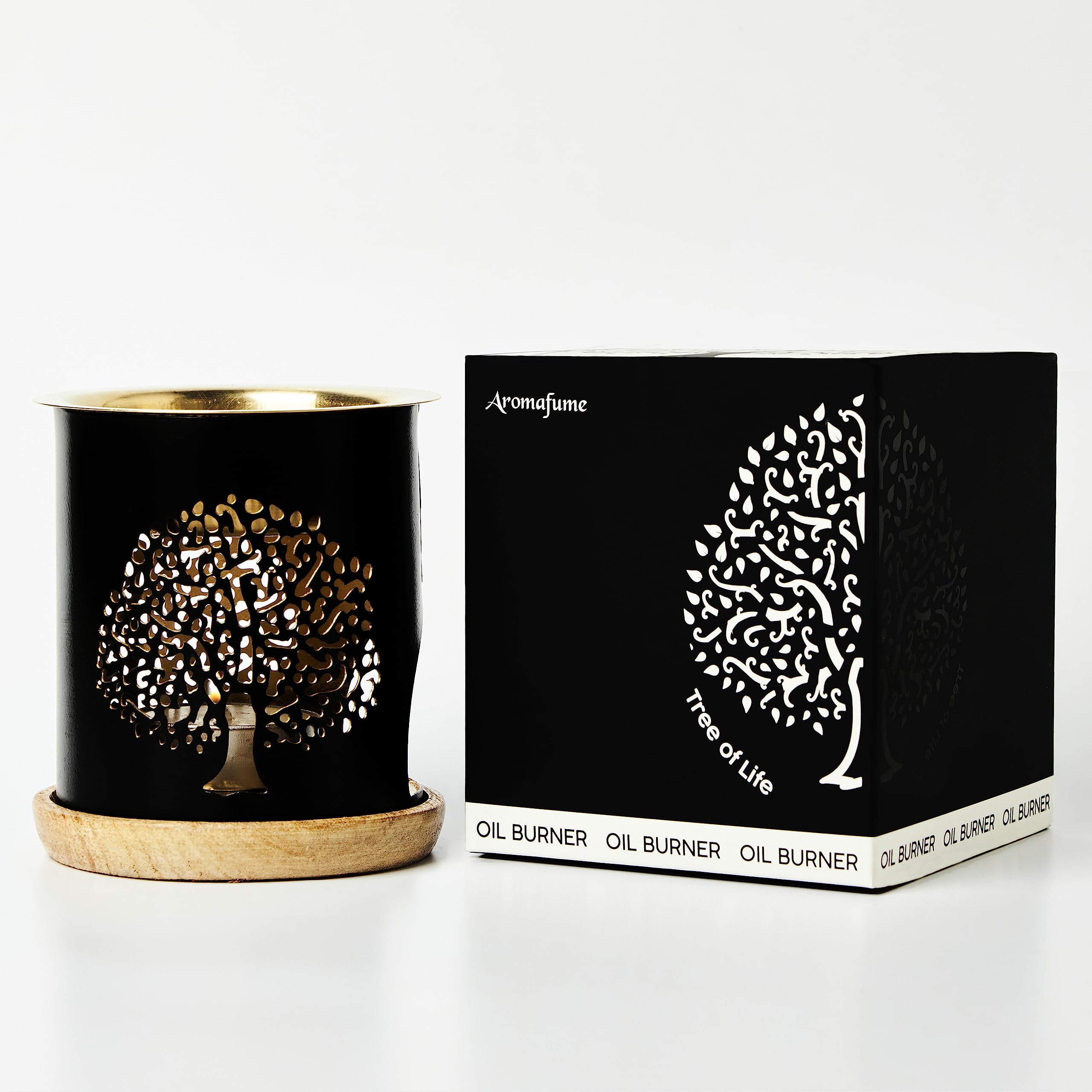 Aromafume Tree of Life Essential Oil Burner | Oil Diffuser with Candle | Brass Burner with 10ml Essential Oil