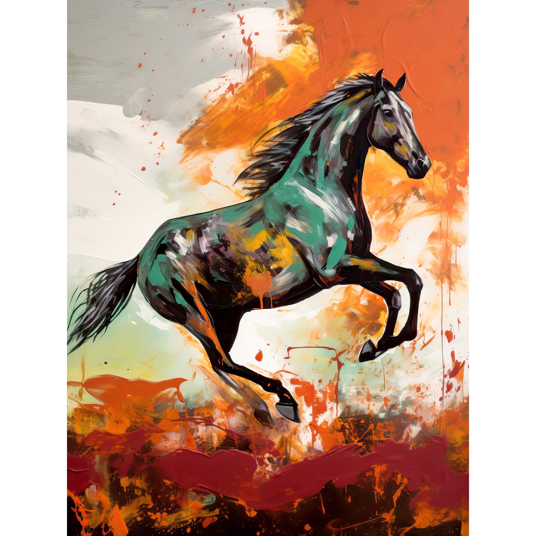 Artery8 Wild Horse Galloping Across a Barren Landscape Large Wall Art Poster Print Thick Paper 18X24 Inch