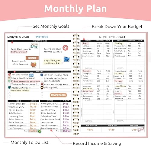 Miniatura 3 de Agenda de presupuesto, libro de presupuesto mensual con cuaderno de seguimiento de gastos, organizador de facturas sin fecha y planificador de