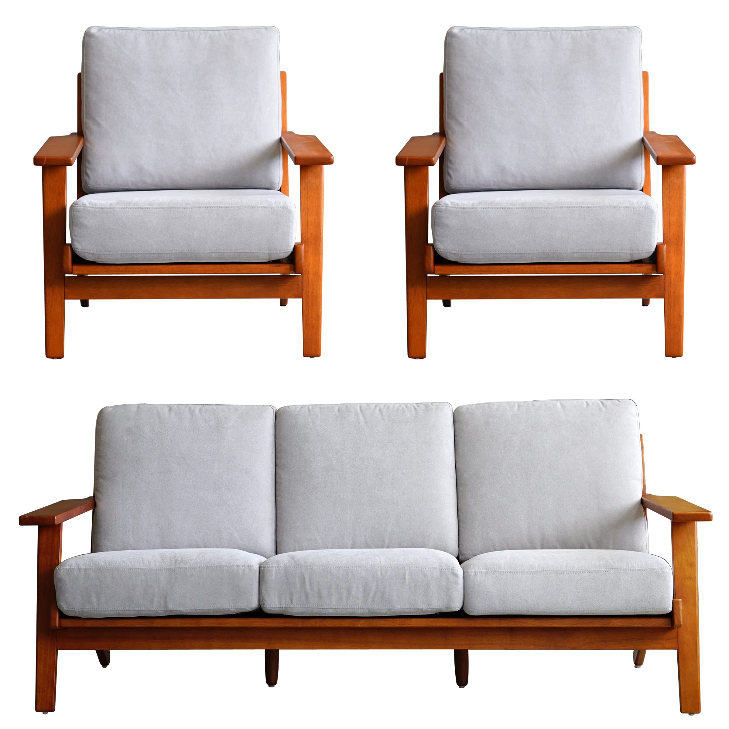 wimさん専用　ハンスオルセン グレー 布製 3人掛けソファ ウェグナー Amazon｜North Orange GE290 ソファ 3点セット 1人掛け 3人掛け 肘あり