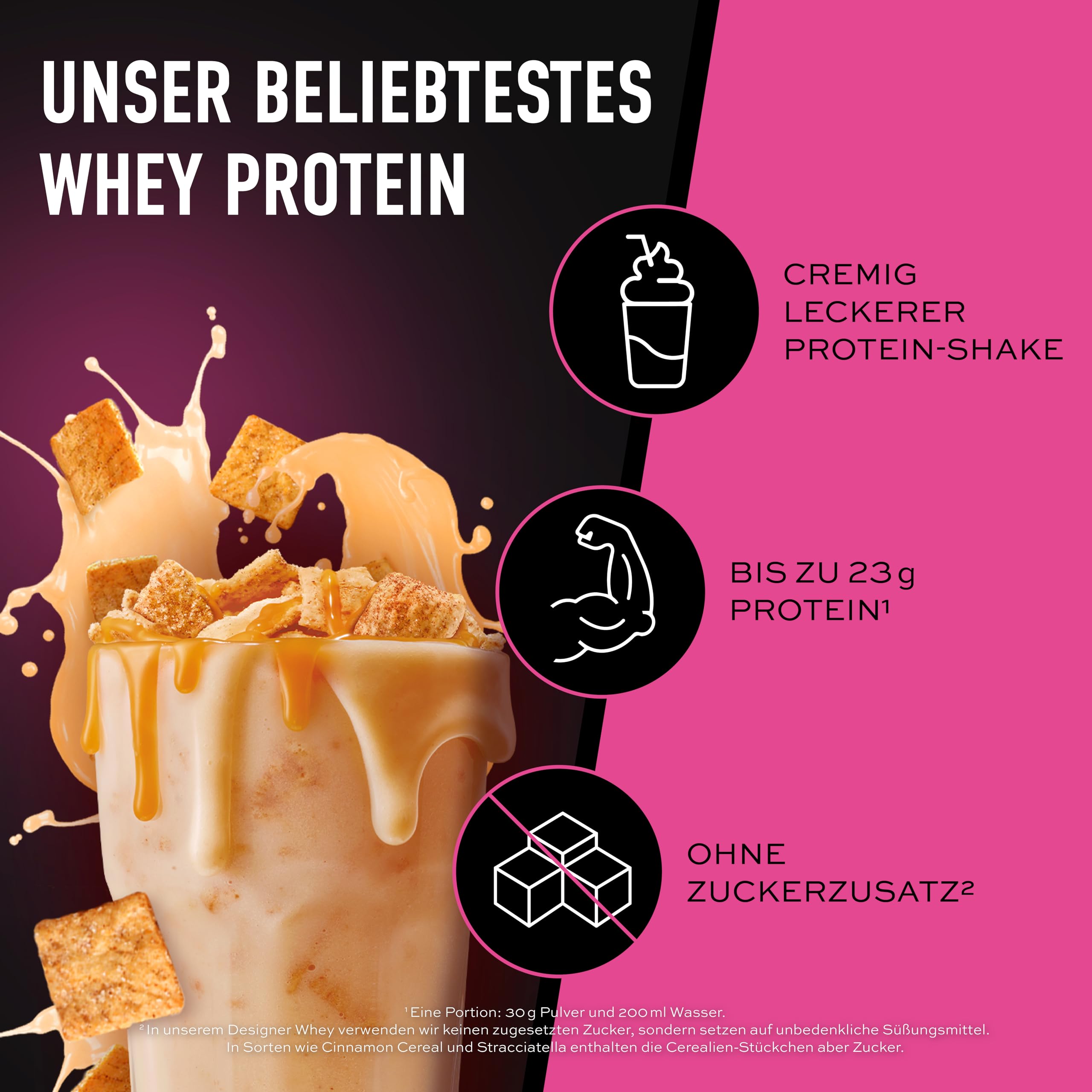 ESN Designer Whey Protein Pulver, Eiweißpulver, Zimtgetreide, 2000g, 2.0kg, 66 Portionen