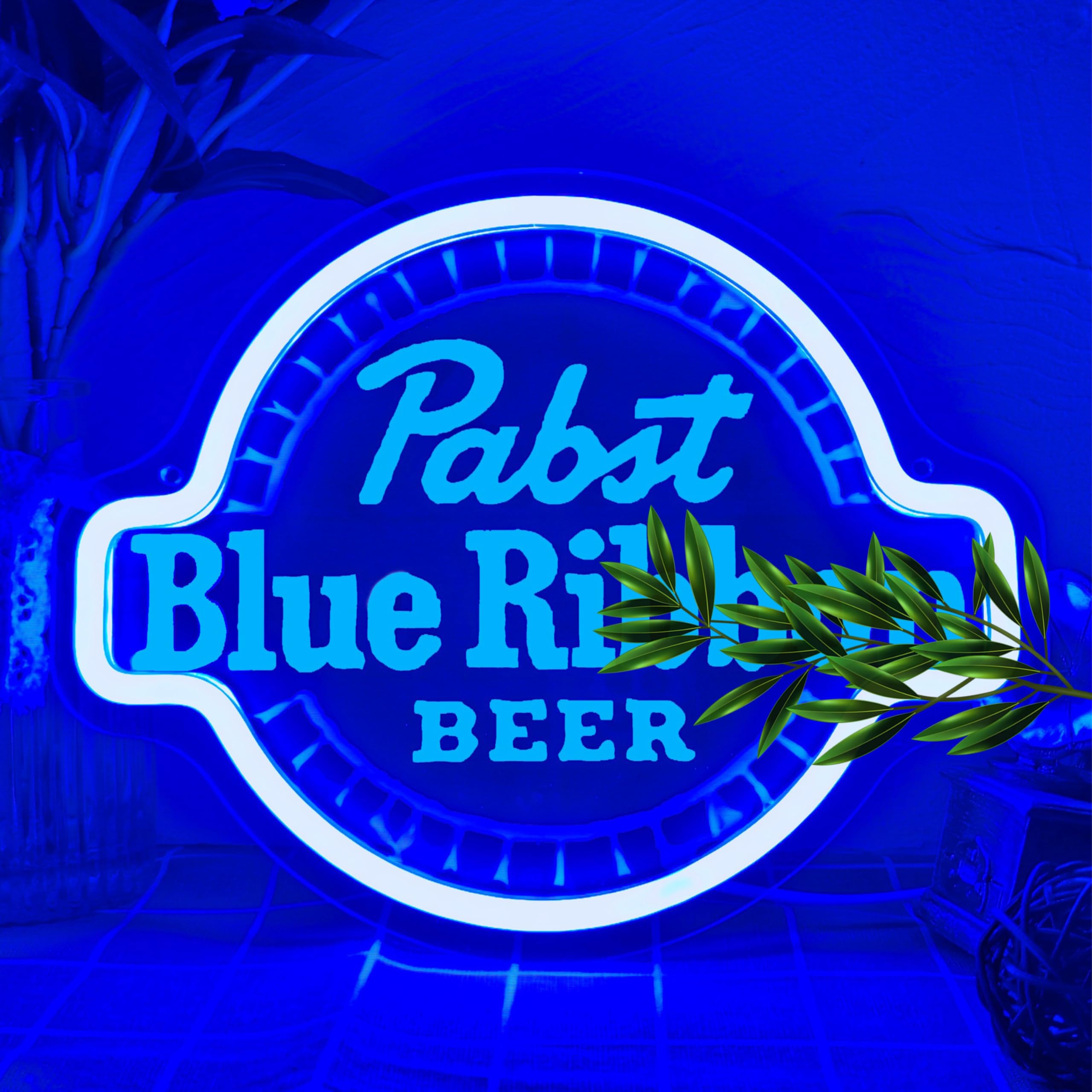 Ipuppy White Blue Blue Beer Neon Sign,Dimmable Pbr Neon Light Sign,Led Neon Signs For Man Cave,Usb Powered Neon Wall Sign For Bar Party Club Pub Bistro Decor,7.9X9.8 Inches.