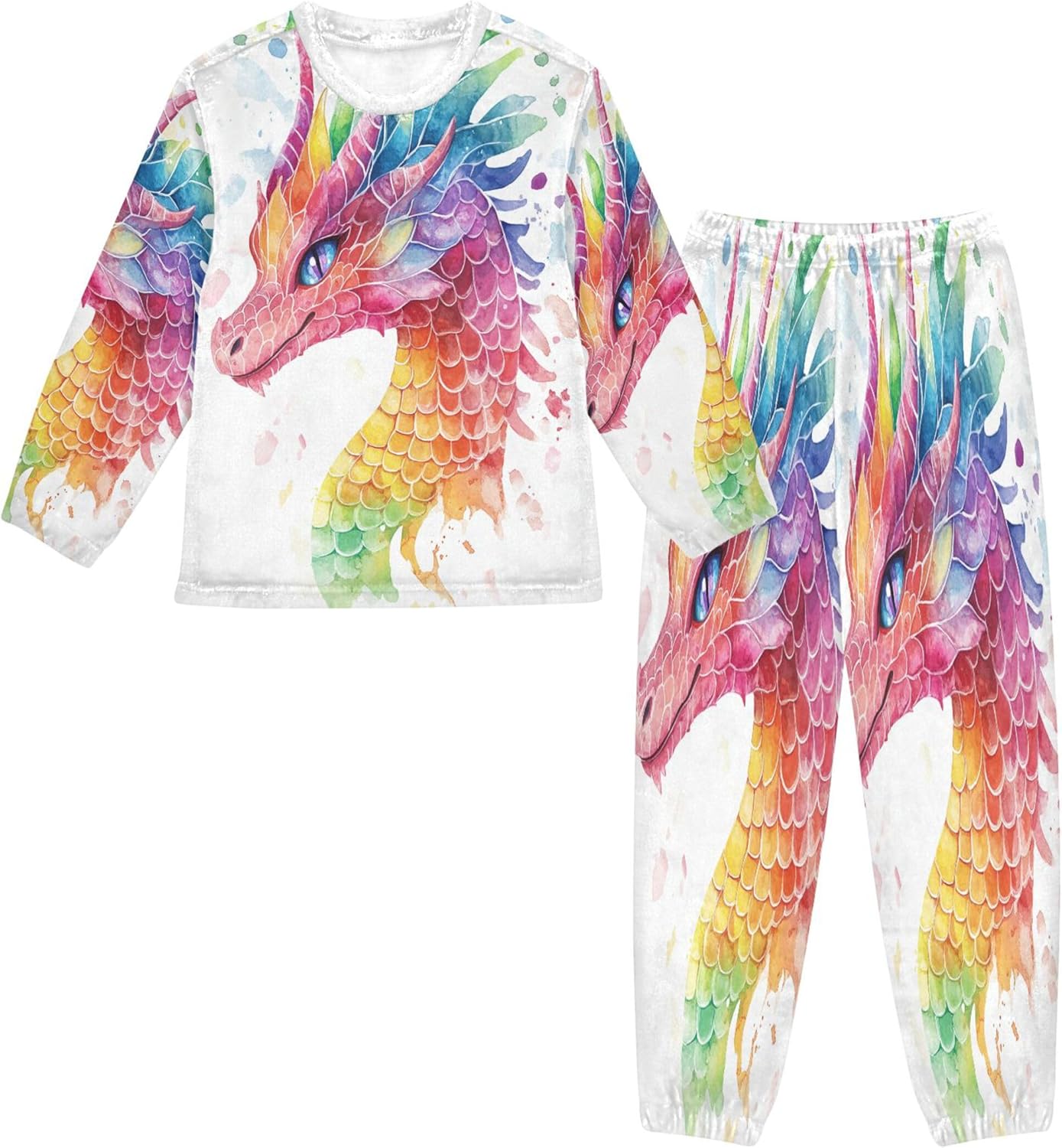 Fleece Pajama Sets Long Sleeve Top with Pants Soft Sleepwear 2 Piece Pjs Set